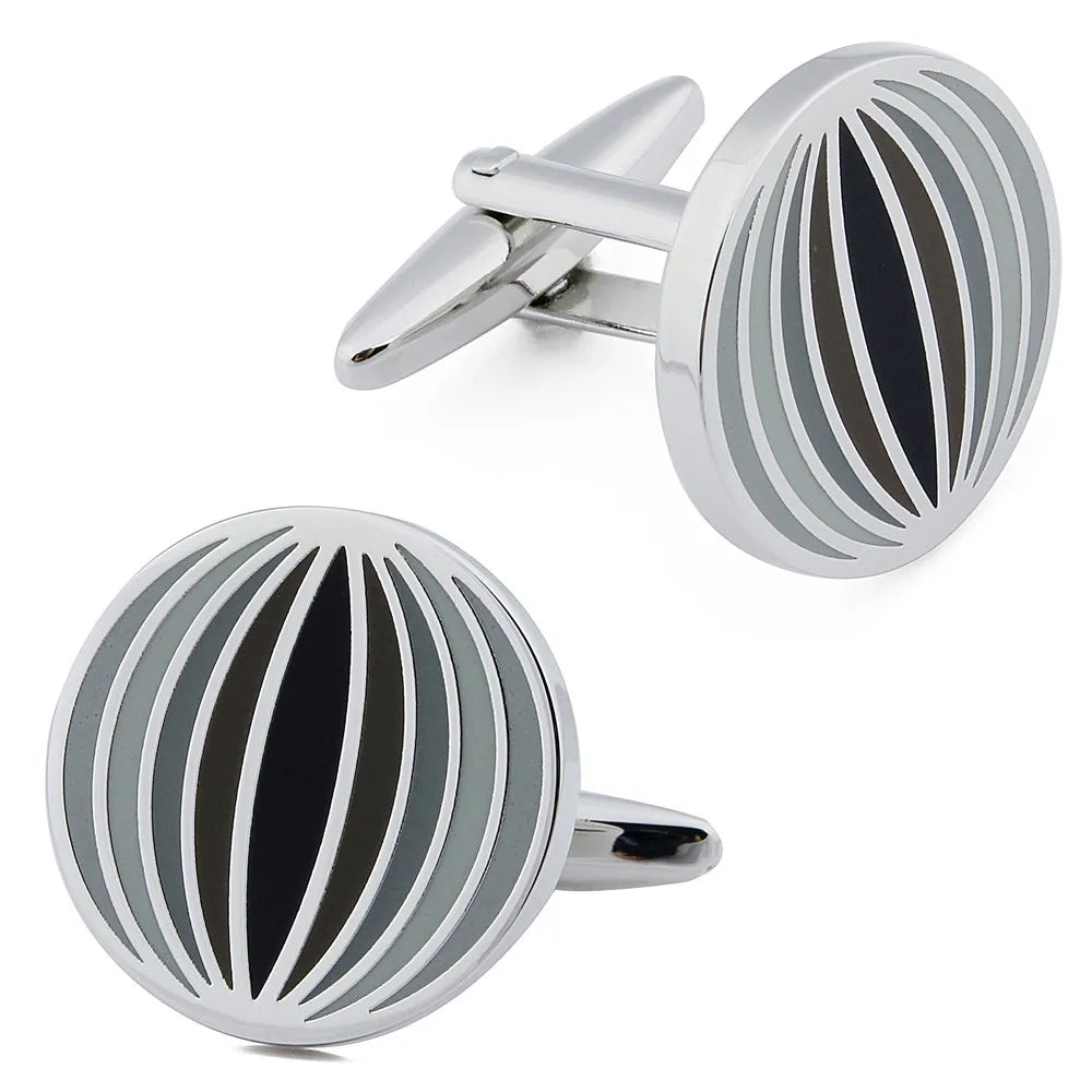 Round Colorful Enamel Cuff Links for Men