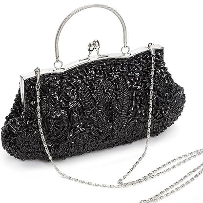 Retro Women's Beaded Evening Clutch Handbag
