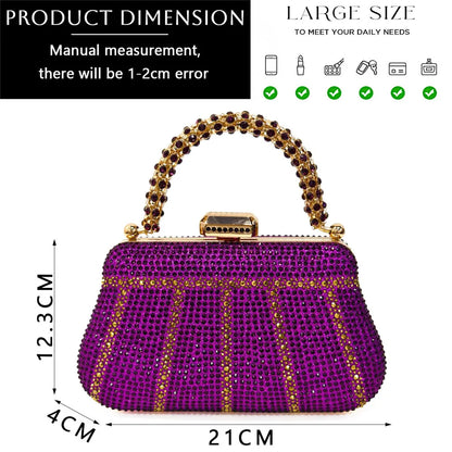 Exquisite Rhinestone Embellished Evening Bags With Diamond Design, Chain Handle