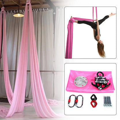 Aerial Silk Yoga Swing Hammock w/ Carabiner Kit