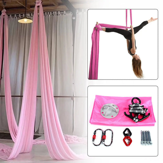 Aerial Silk Yoga Swing Hammock w/ Carabiner Kit