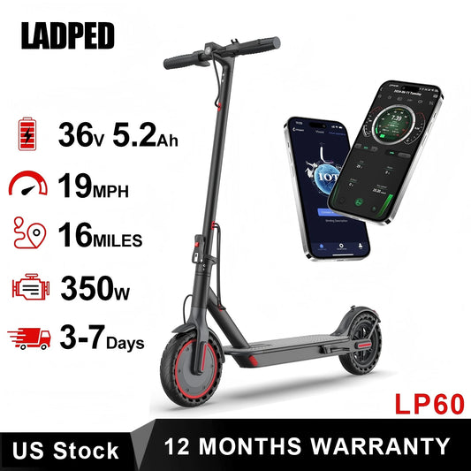 Folding Electric Scooter 350W 19mph APP, 8.5-inch tire