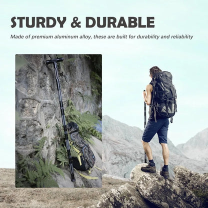 Gray Hiking Tactical Walking Sticks, Portable Trekking Poles