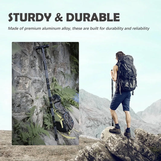 Gray Hiking Tactical Walking Sticks, Portable Trekking Poles