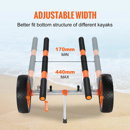 450lb Capacity Detachable Canoe/Kayak Cart with 12'' Tires