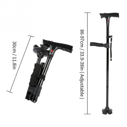 Collapsible Telescopic Folding Cane with Alarm and LED Light