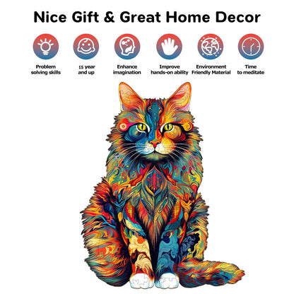 Cat Pattern Wooden Jigsaw Puzzle