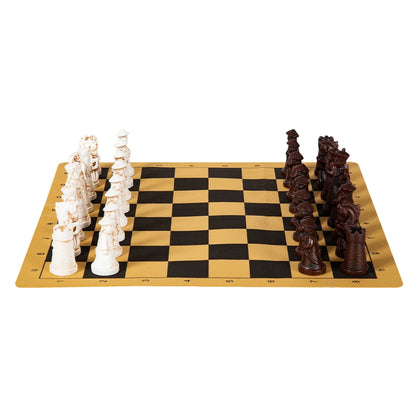 Big Vintage Chess 3d Qing Army Resin Pieces Leather Chessboard Gypsum Game