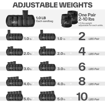 1 Pair Adjustable Weighted Ankle Straps