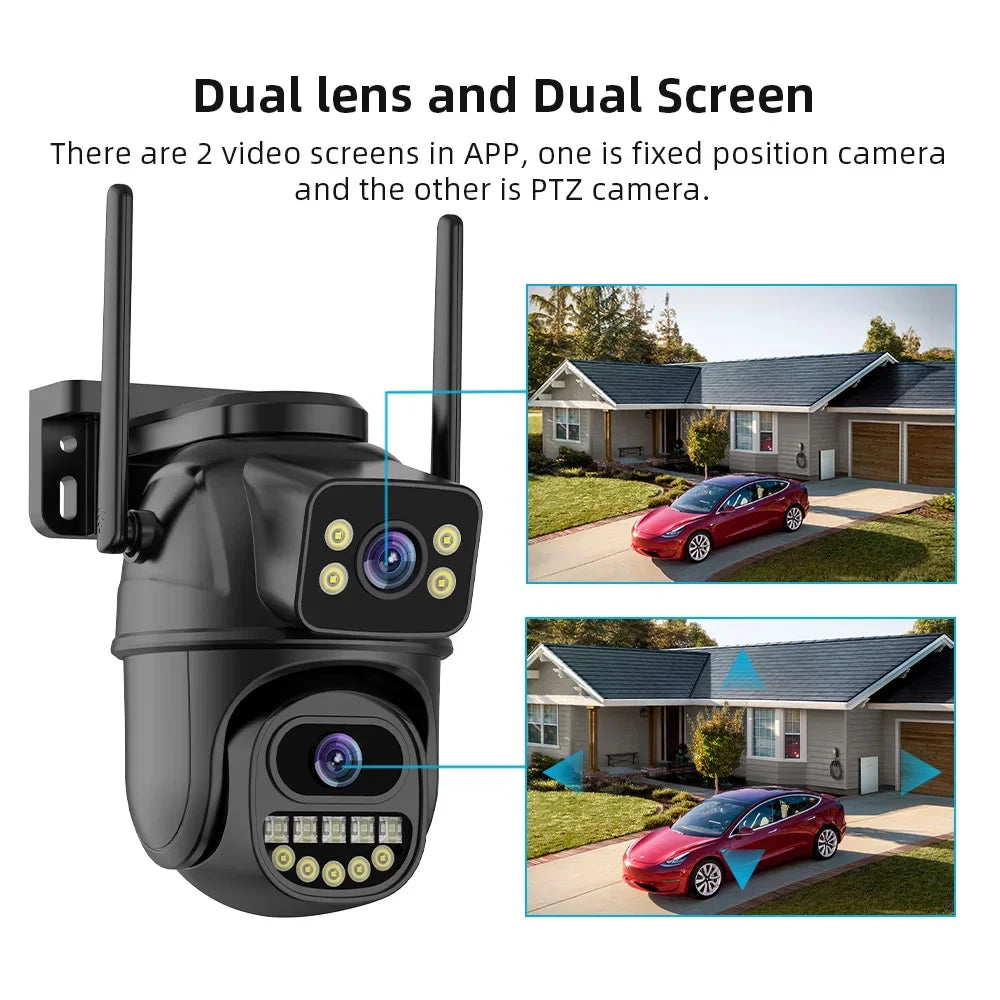 4K 8MP WiFi Dual Lens Surveillance Camera, 4X Digital Zoom