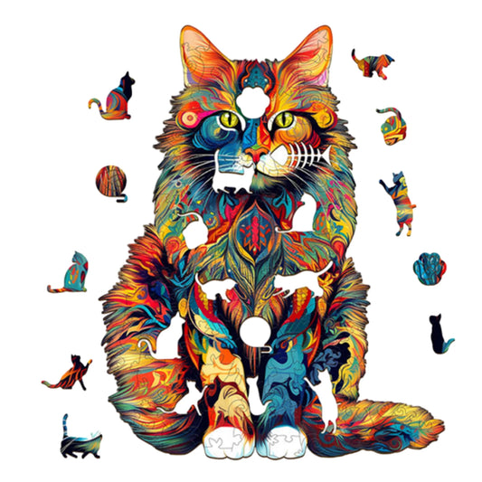 Cat Pattern Wooden Jigsaw Puzzle