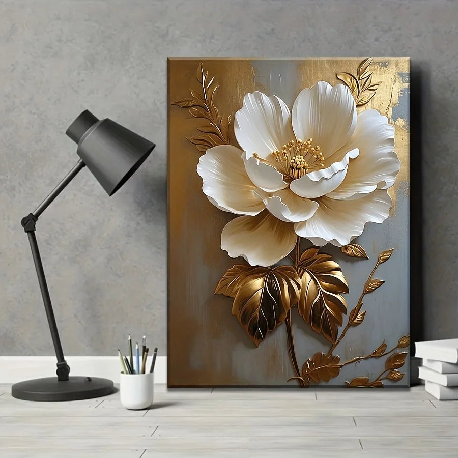 1PC Elegant White Floral Canvas Art Wall Decoration