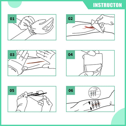 Laceration Closure Kit  with Wound Dressings for Cut Care