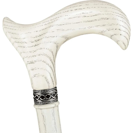 Handmade White Wooden Walking Cane