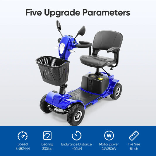 4 Wheel Folding Electric Powered Mobility Scooter/Wheelchair for Seniors, Adults