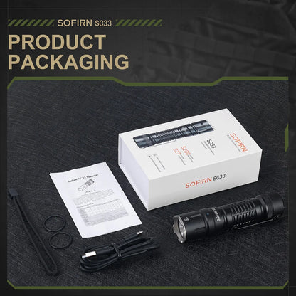 HI LED Tactical Flashlight 5200lm Powerful 21700 USB C
