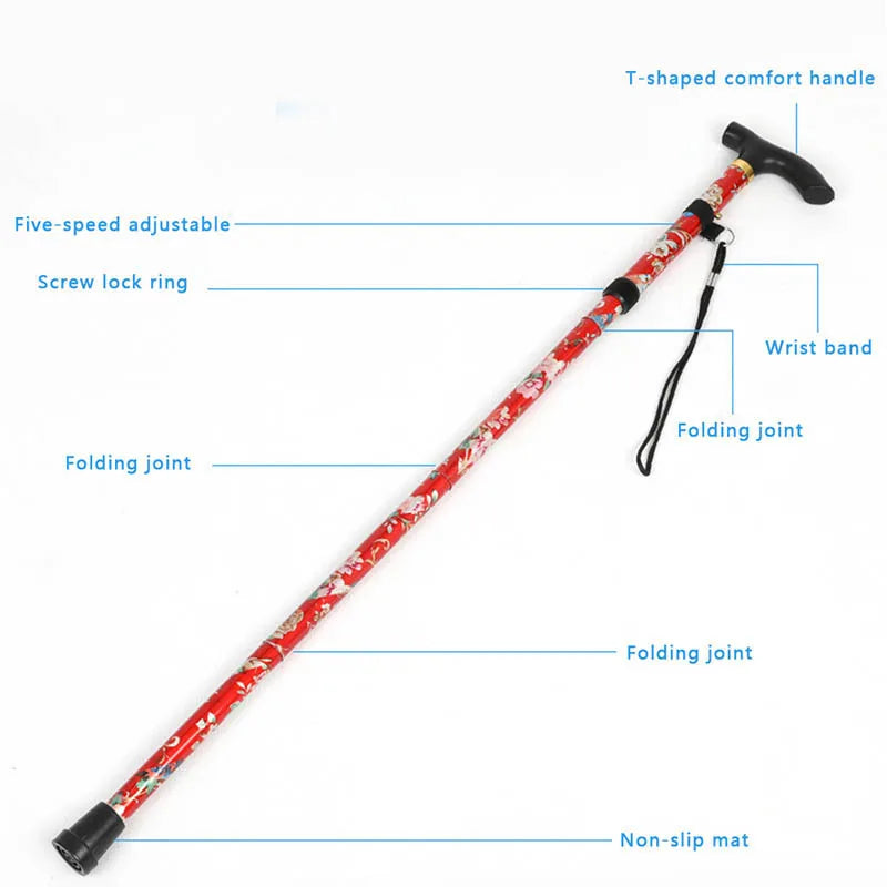 Lightweight Foldable Telescopic Walking Stick For Elderly Women and Men