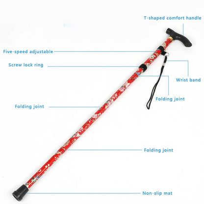 Lightweight Foldable Telescopic Walking Stick For Elderly Women and Men