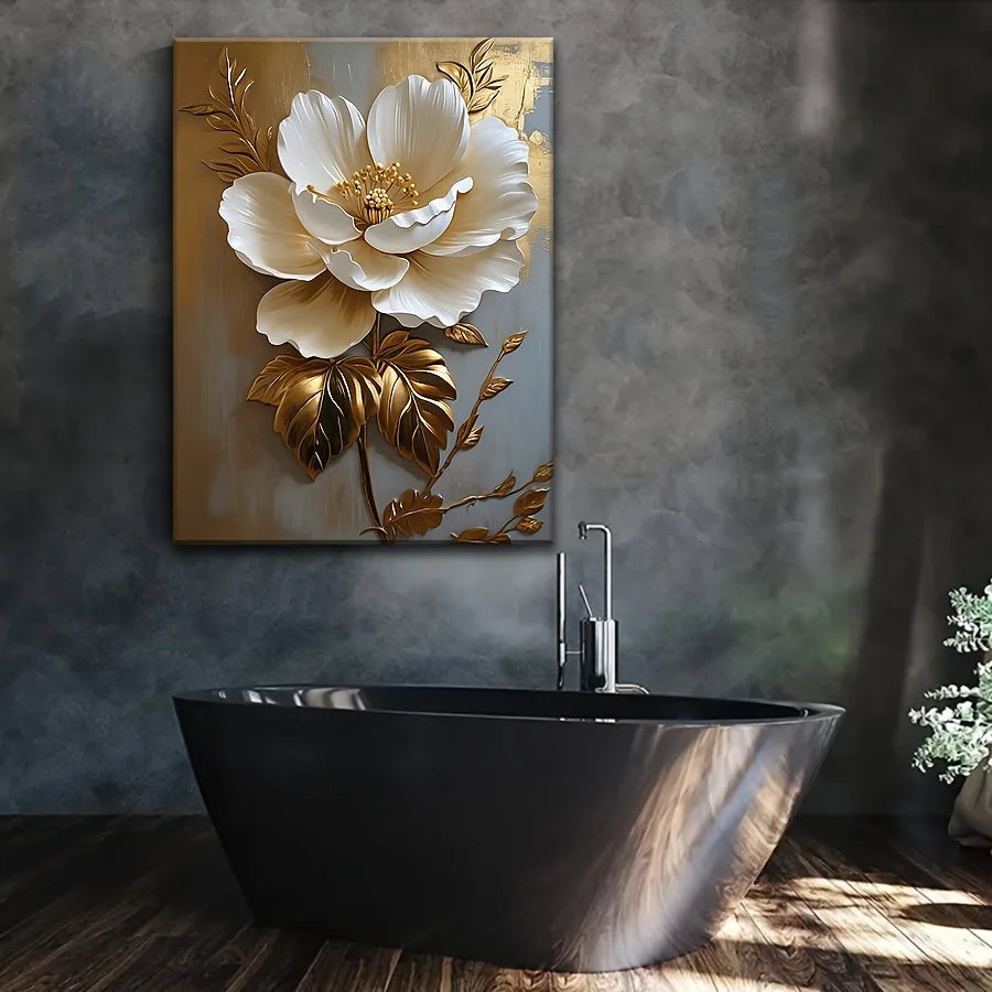 1PC Elegant White Floral Canvas Art Wall Decoration