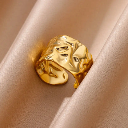Irregular Geometric Chunky Open Rings for Women Gold Color