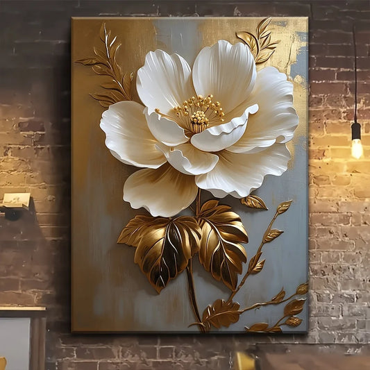 1PC Elegant White Floral Canvas Art Wall Decoration