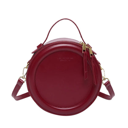 Small Round Leather Crossbody Women's Handbag