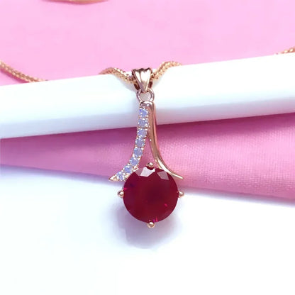 High Quality Fashion Jewelry Inlaid Ruby Sets, Earrings, Necklace, and Ring