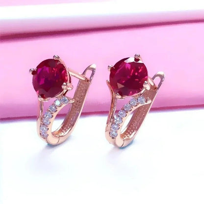 High Quality Fashion Jewelry Inlaid Ruby Sets, Earrings, Necklace, and Ring
