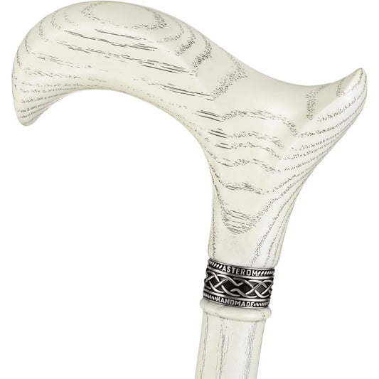 Handmade White Wooden Walking Cane