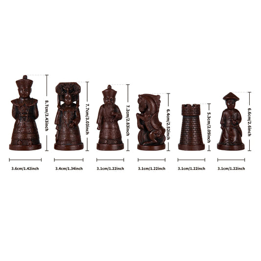 Big Vintage Chess 3d Qing Army Resin Pieces Leather Chessboard Gypsum Game