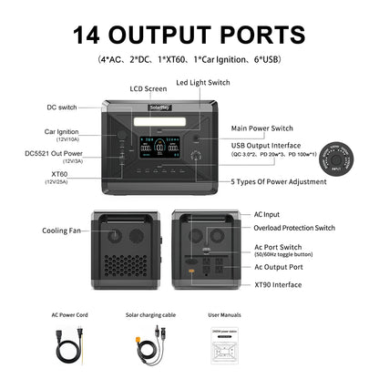 Portable Power Station 2160WH LiFePO4 Battery with 2400W (4800W Peak) AC Output