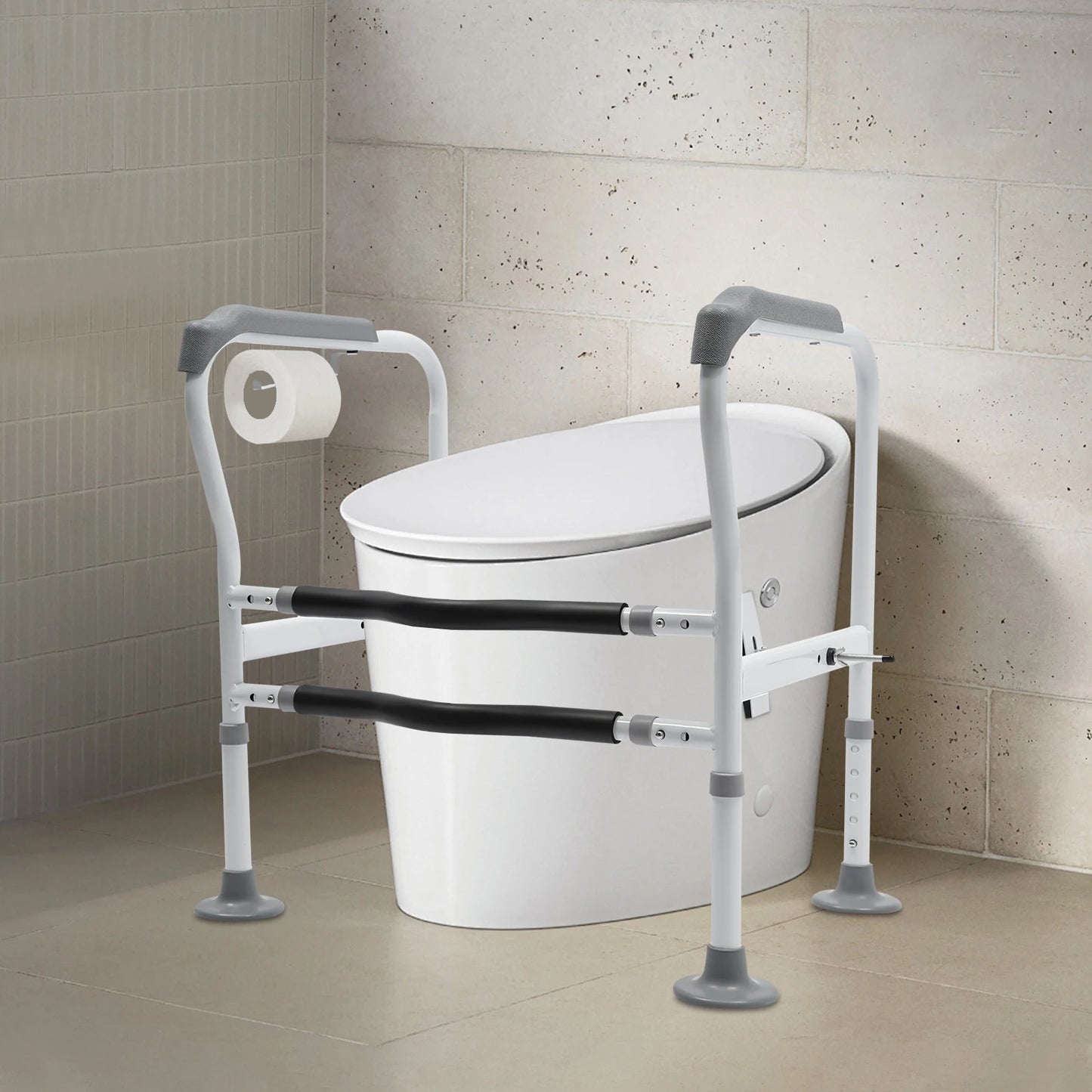 Adjustable Height Toilet Safety Rails, Bathroom Safety Frame