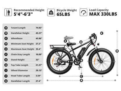 EB26  48V 15AH 31 MPH 1000W Electric Mountain Bike for Adults