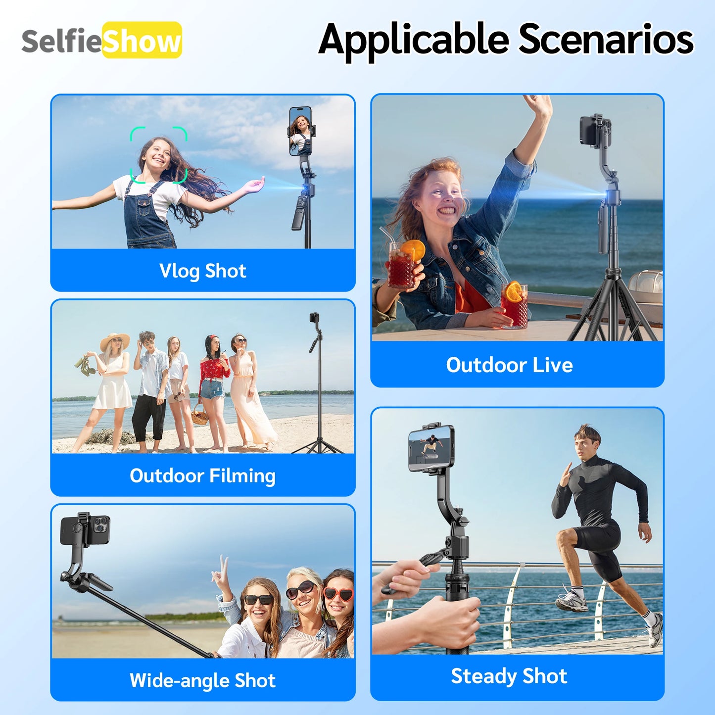 Bluetooth Tripod 360°Auto-Rotation AI Tracking Remote Control Quadrapod