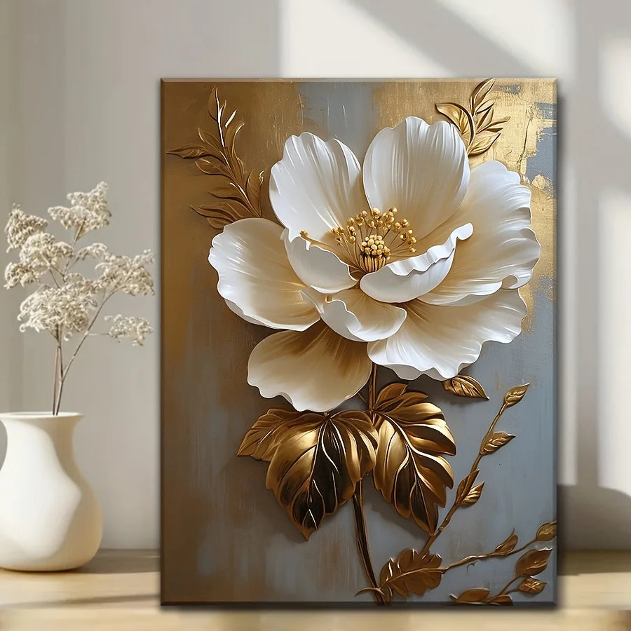 1PC Elegant White Floral Canvas Art Wall Decoration
