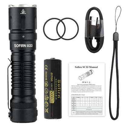 HI LED Tactical Flashlight 5200lm Powerful 21700 USB C