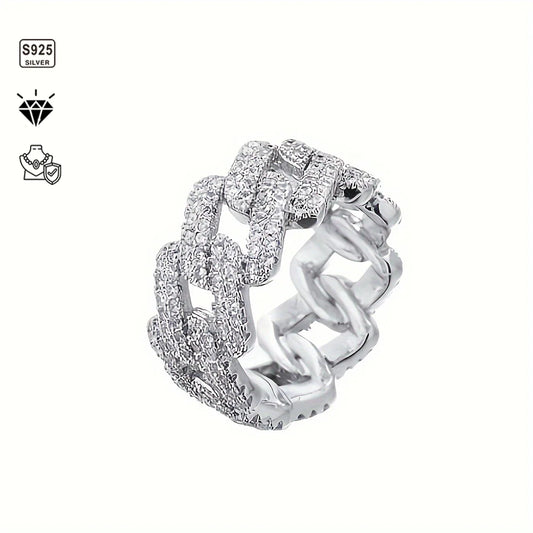 1pc S925 Sterling Silver with 5.4CT Moissanite Unisex Ring
