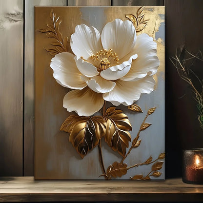 1PC Elegant White Floral Canvas Art Wall Decoration