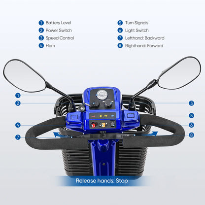 4 Wheel Folding Electric Powered Mobility Scooter/Wheelchair for Seniors, Adults
