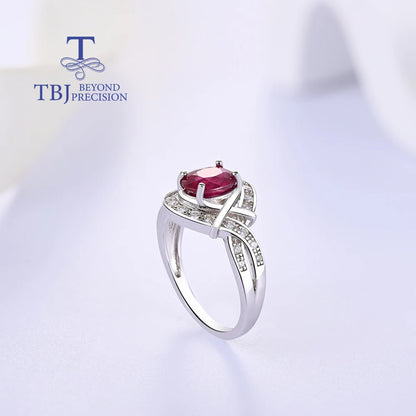 Natural-filled Gemstone Ruby Ring, 925 Sterling Silver