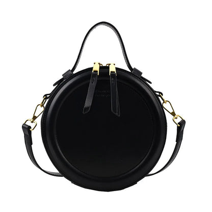 Small Round Leather Crossbody Women's Handbag