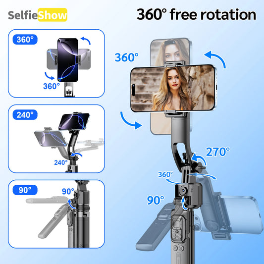Bluetooth Tripod 360°Auto-Rotation AI Tracking Remote Control Quadrapod