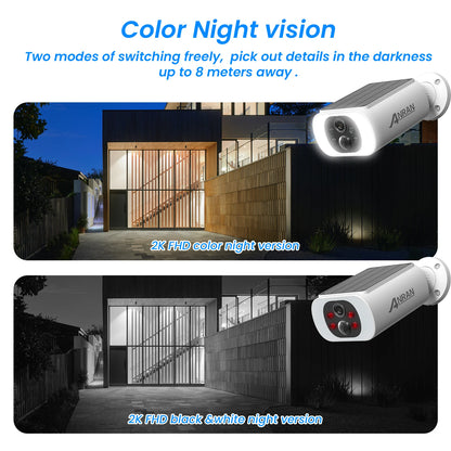 2/3/4 PCS Outdoor Wireless WIFI Security Camera 2.4G 3MP Battery Solar, 
Local Alarm