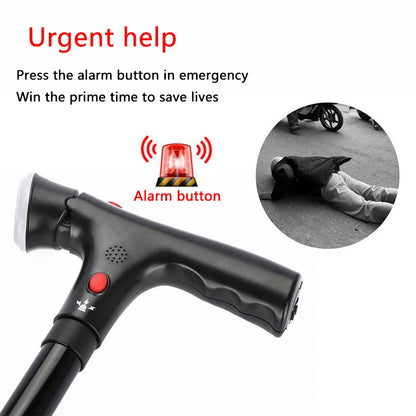 Collapsible Telescopic Folding Cane with Alarm and LED Light