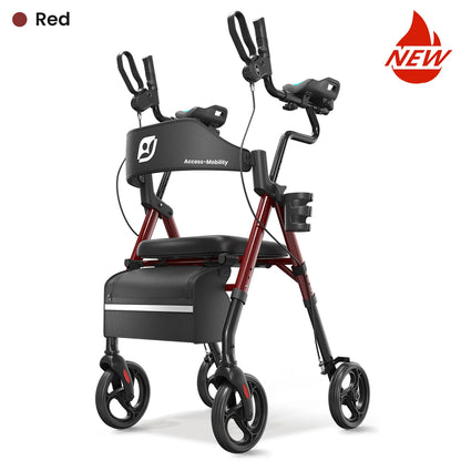 Foldable, Stand Up Rollator Walker with Padded Seat and Backrest