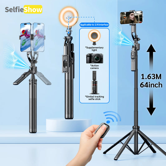 Bluetooth Tripod 360°Auto-Rotation AI Tracking Remote Control Quadrapod