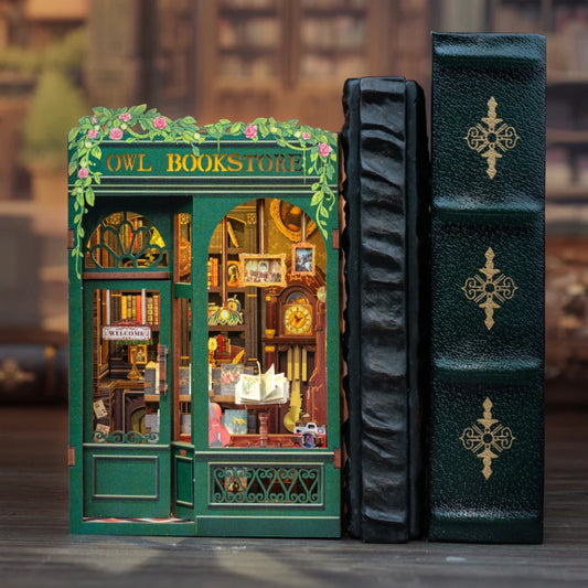 3D Wooden Puzzle Miniature Model Kits Owl Bookstore
