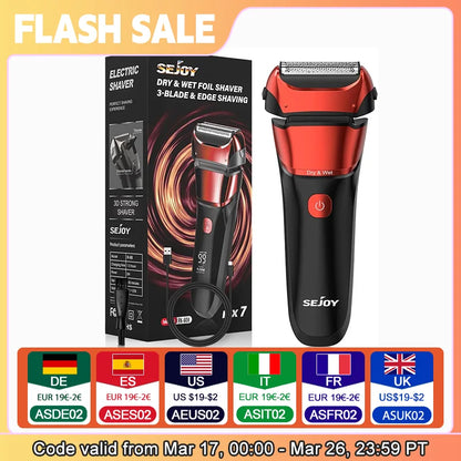 Electric Razor for Men, Foil Shaver with 3-Blade Edge