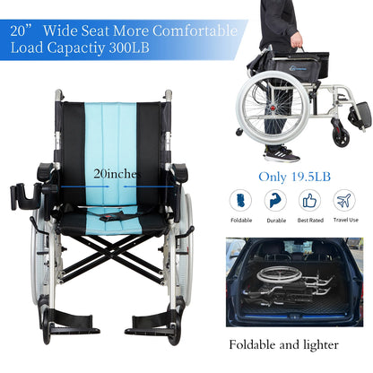 Ultra Lightweight Foldable Portable 5.8KG Magnesium Wheelchair